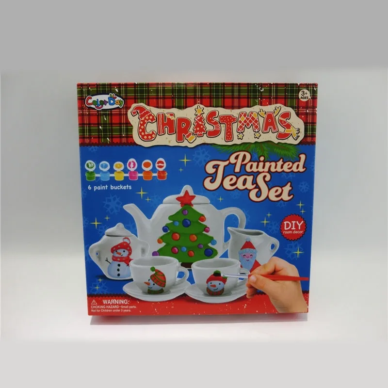 

DIY Coloured Drawing Graffiti Tea Pot Model Painting Children Handmade Educational Christmas Set Educational Toy Batch