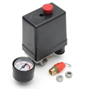 

1/4'' BSP 4 Port 12 Bar Single-phase Air Compressor Pressure 0-175 PSI Switch Control Valve Safety Valve Pressure Gauge