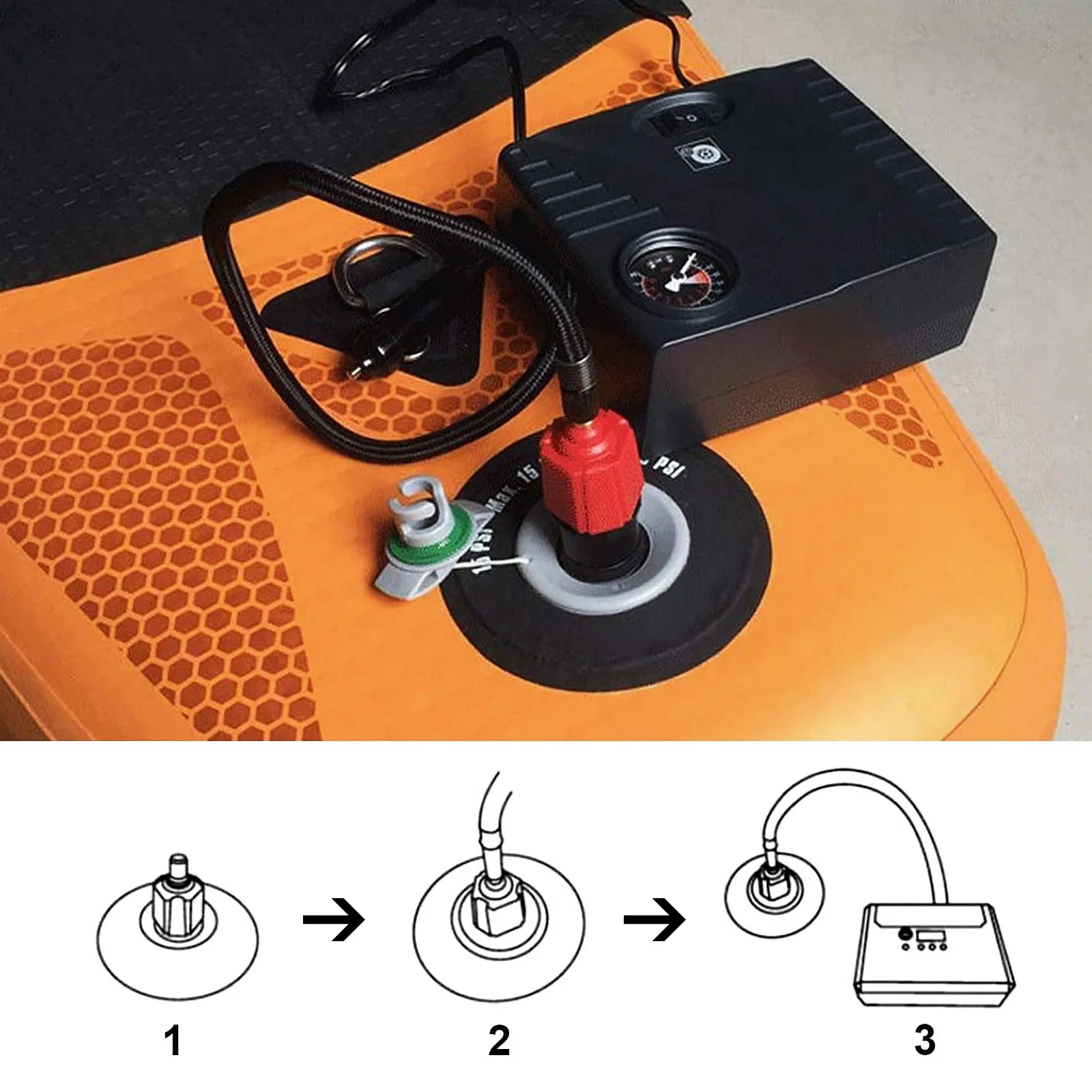 Inflatable Air Pump Adapter with Four Nozzles