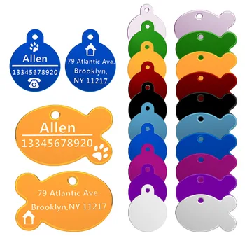 

10 colors Aluminium Round Cat Dog Tag Free Personalized Customized Tag Name Pet Dog ID Tags Identity Plate Tag For small Dog Cat