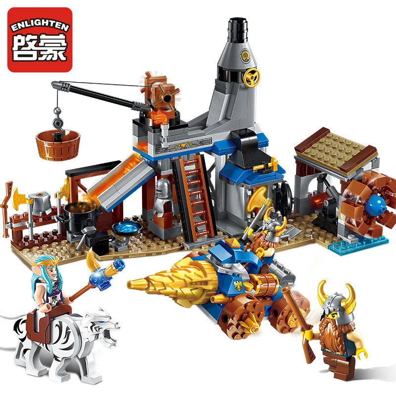 

Enlighten 368Pcs Building Blocks Sets War of Glory Castle Knights Blacksmith's Shop Figures LegoINGs Bricks Toys Christmas Gifts