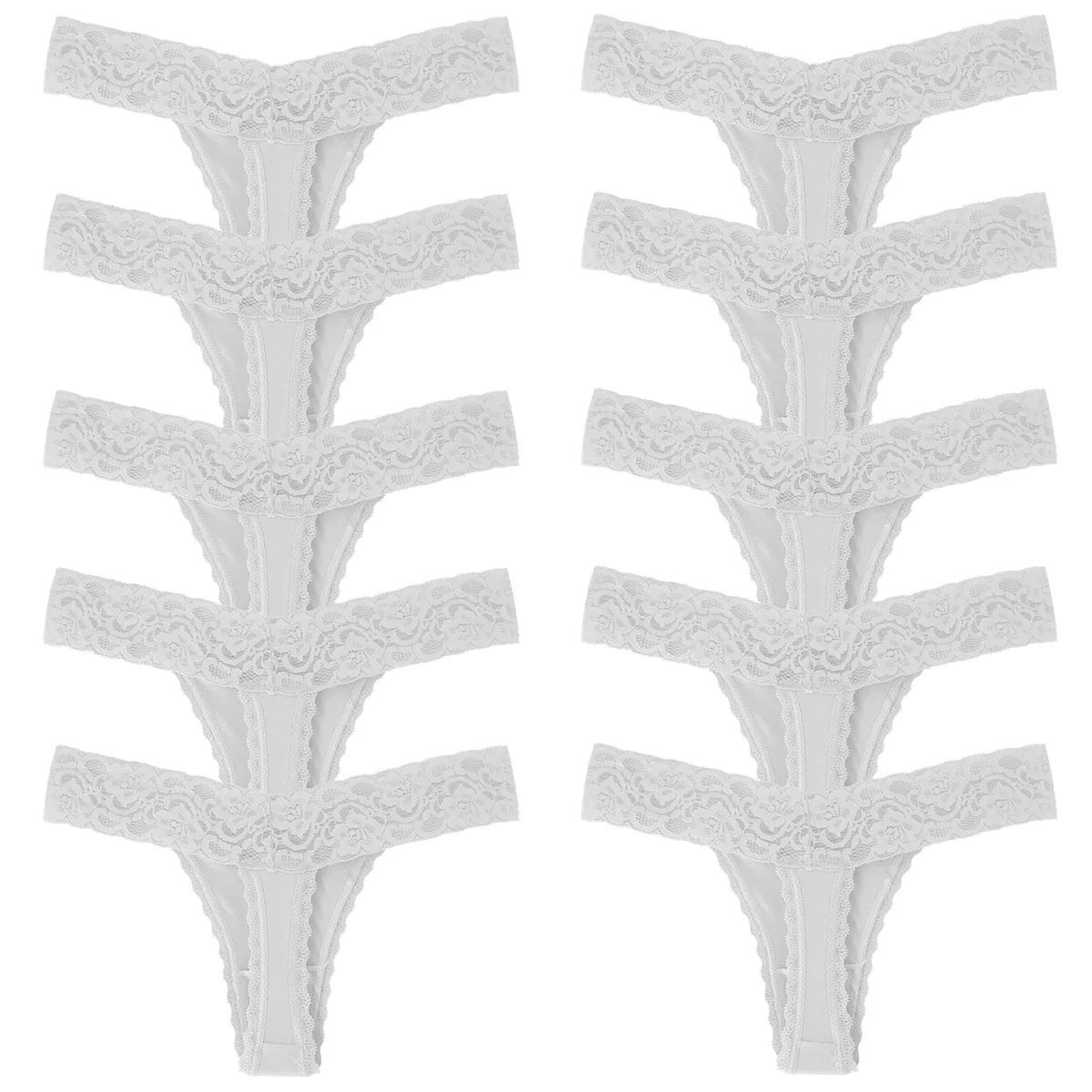 Cotton White 10 шт./упак. элегантные кружевные хлопковые Для женщин стринги размера плюс трусы нижнее белье сексуальное Modis для девушек, нижнее белье Танга - Цвет: Cotton White