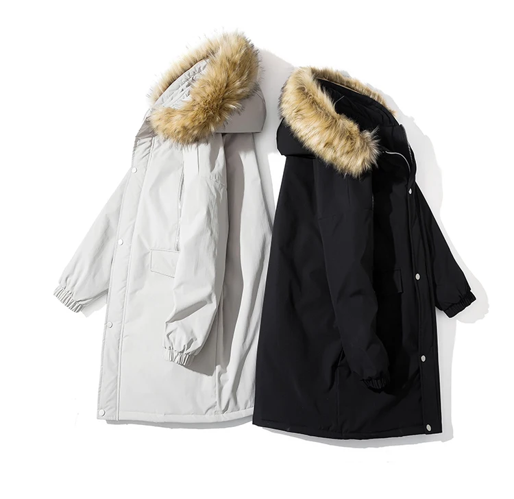 Мужские зимние куртки с капюшоном Толстая теплая верхняя одежда с меховым воротником уличная хип-хоп парка Hombre ABZ529