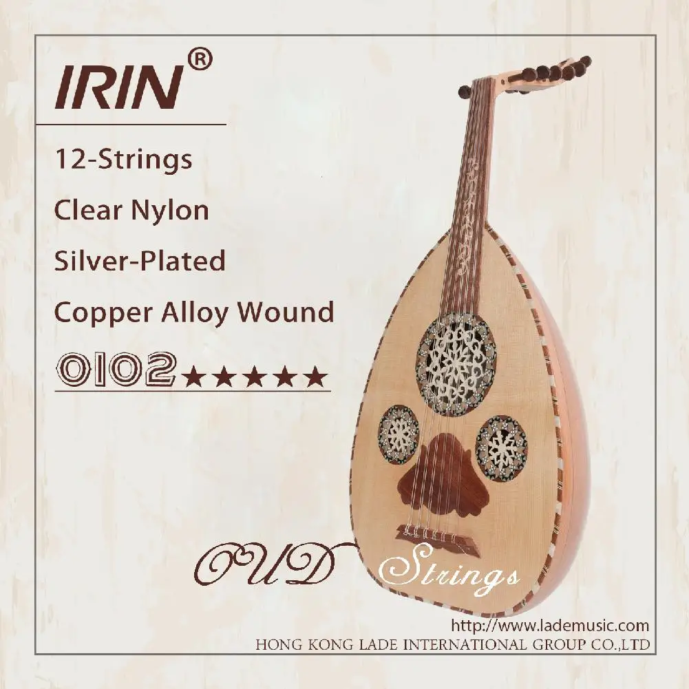 IRIN Udchenko Oud Lute Strings 10/11/12 Strings Set Transparent Nylon & Silver-Plated Copper Alloy Wrapped Strings
