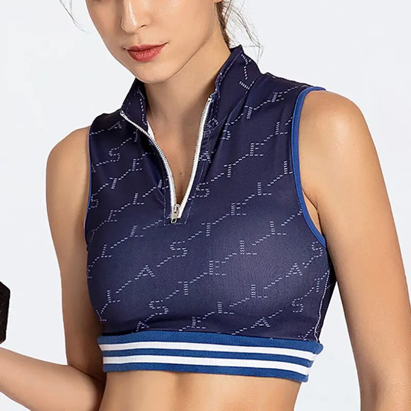 Comfortable Ladies Yoga Vest Female Breathable And Quick-Drying Slim Umbilical Shirt Sports Running Printing Bra