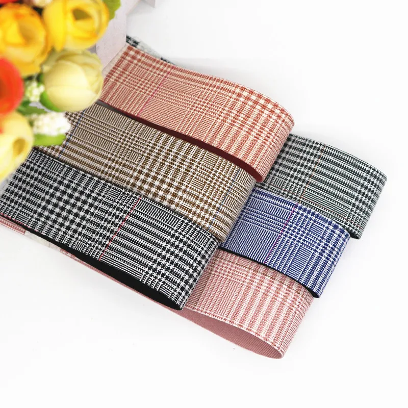 

5 Yards 25MM/38MM Checked Fabric Double Face Polyester Ribbon For Hair Bows DIY Crafts Handmade Accessories M19092201