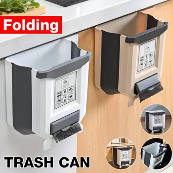 

Multifunctional Folding Waste Bin Wall Mounted Kitchen Cabinet Door Hanging Trash Bin Waste Storage for Bathroom Toilet Car
