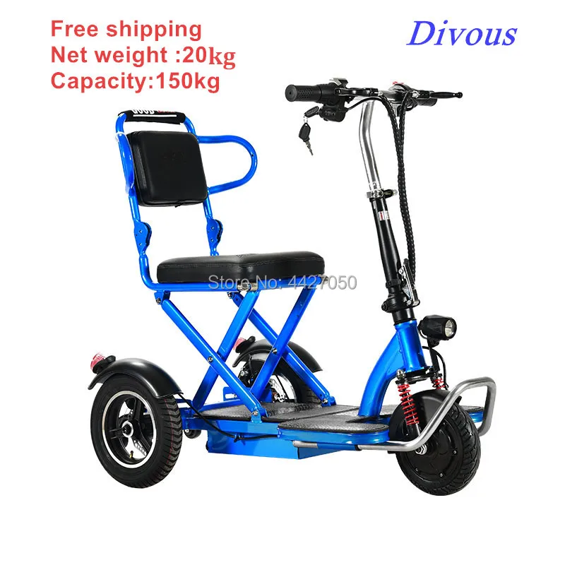 Легкий складной мини досуг электрический скутер инвалидная коляска - Цвет: 48V 20AH  55km Blue