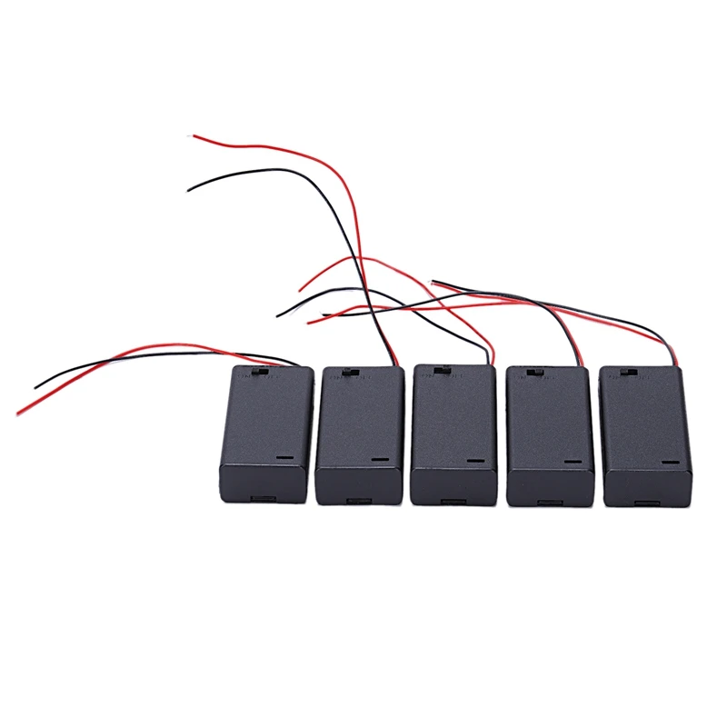 5PCS Plastic 2 x 1.5V AA Battery Container Box with ON/OFF Switch |
