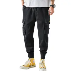Мужские брюки-карго в стиле хип-хоп с ремнем, мужские комбинезоны в стиле пэчворк, японские уличные джоггеры, мужские дизайнерские штаны с