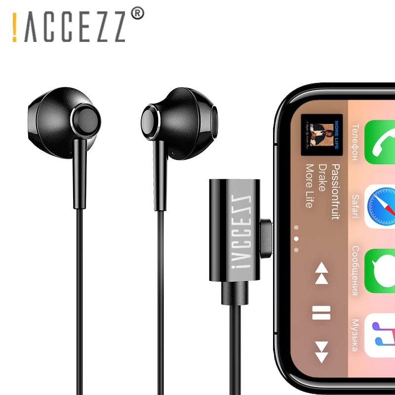 ! Новые наушники вкладыши ACCEZZ 2 в 1 для iPhone 7 8 Plus X Xr Xs стерео проводные с магнитной