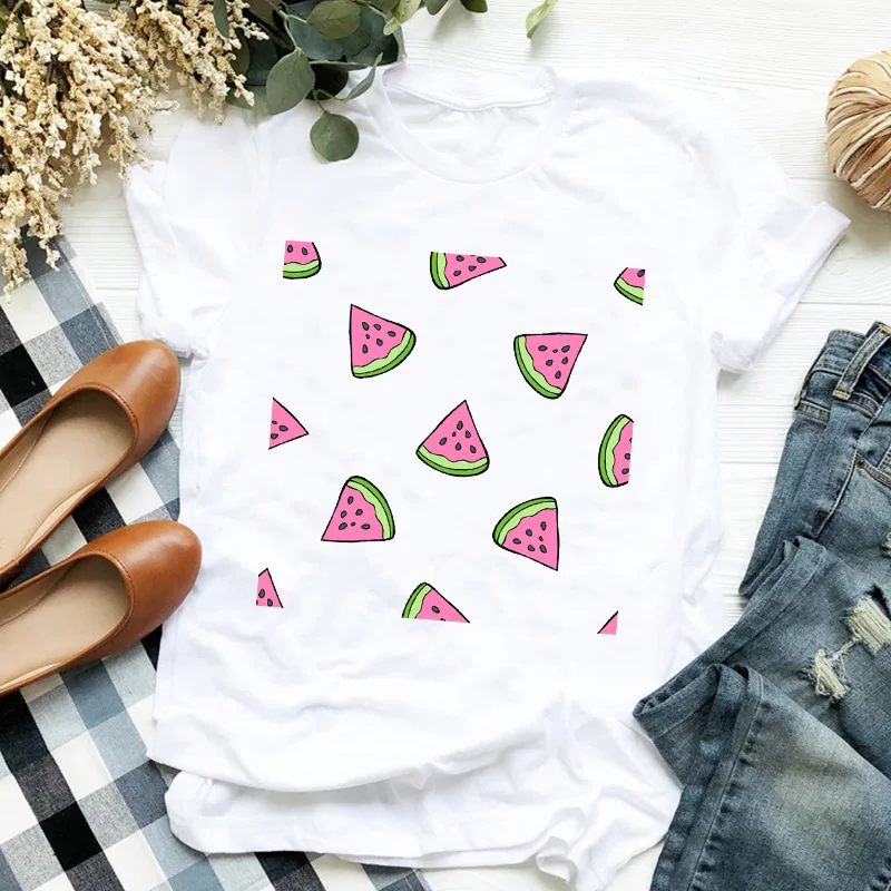 

Women Lady T Shirt Cute Fruit Watermelon Printed Tshirt Ladies Short Sleeve Tee Shirt Women Female Tops Clothes Graphic T-shirt