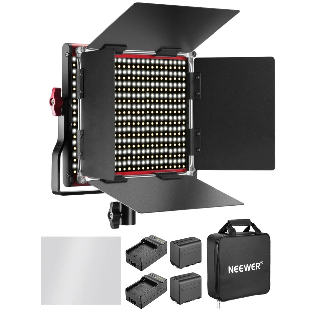 Neewer 3 упаковки 660 светодиодный видеосъемка с регулируемой яркостью, двухцветная с барндверь и световая стойка, 6-Pack 6600mAh литий-ионная батарея и зарядное устройство