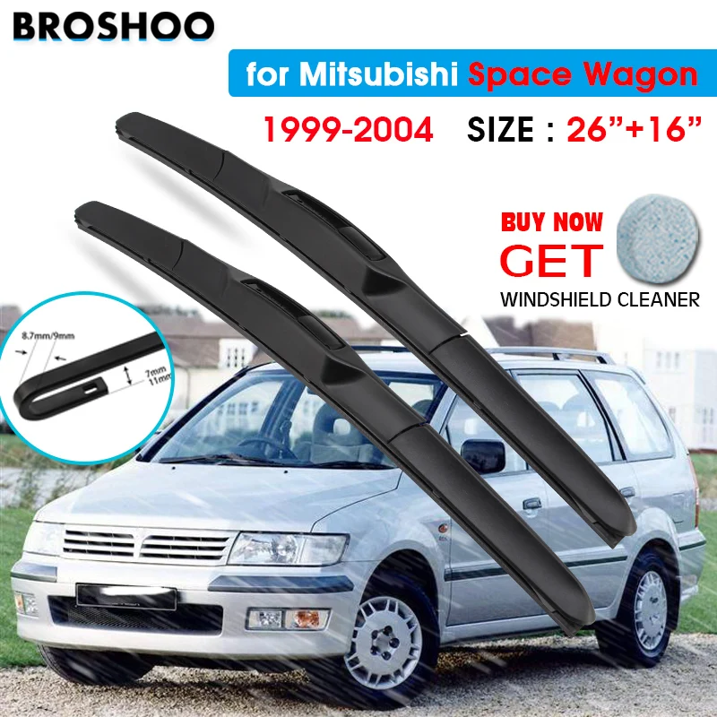Auto Wischer Klinge Für Mitsubishi Space Wagon 26 + 16 1999-2004 Auto  Windschutz Scheibenwischer Klingen fenster Fit U Haken Arme