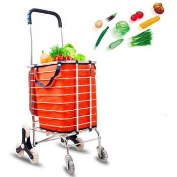 

Household Shopping Cart Shopping Cart Small Cart Folding Folding Stairs Trolley Portable Aluminum Cart Trailer Light