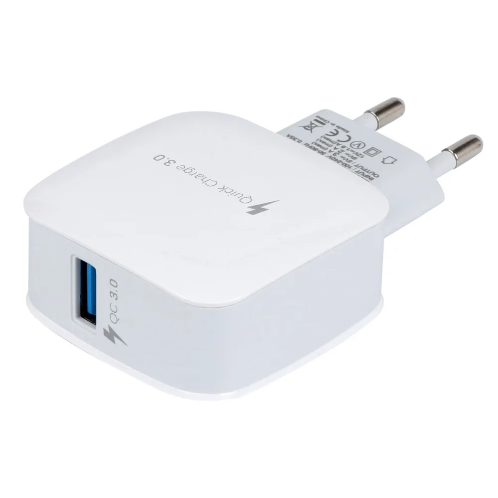 QC3.0 USB зарядное устройство для путешествий ПК противопожарный материал быстрое зарядное устройство настенное зарядное устройство Быстрая зарядка 3,0 5 в 3A для смартфонов ЕС/США штекер FS