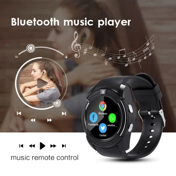 

Music Player Smart Watch For Men V8 Sim Card Android Camera Rounded Answer Call Dial Call Smartwatch Heart Rate Fitness Tracker