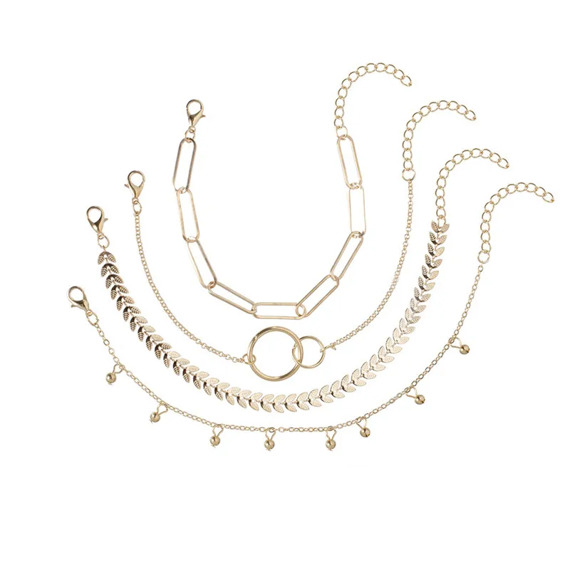 Modyle 4 шт./компл. в богемном стиле простой Золотистый металлический браслет набор для Для женщин панк Винтаж Браслеты браслеты, ювелирное изделие, подарок