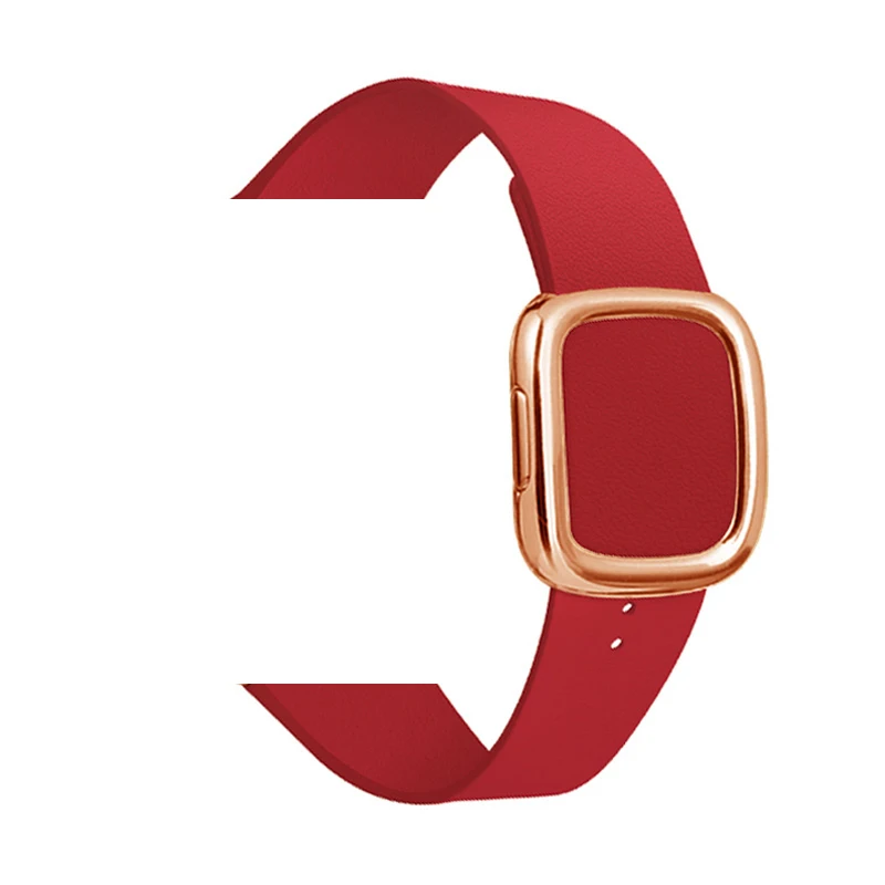 Сменный Браслет из натуральной кожи 40 44 мм для Apple Watch band 5 современный стиль петля ремешок аксессуары для IWatch 38 42 мм 4 3 2 - Цвет ремешка: G red