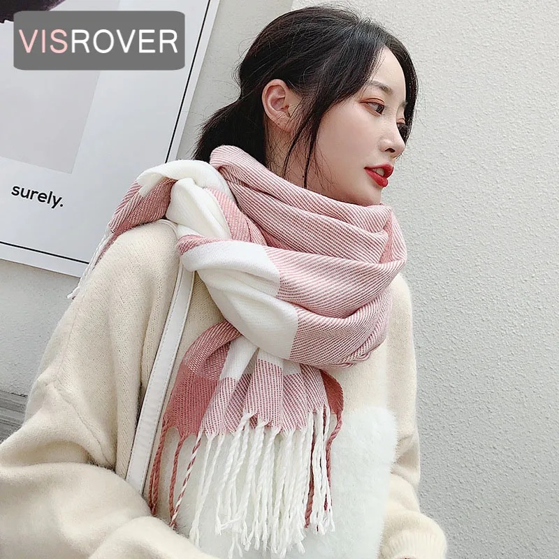 VISROVER Новый женский зимний шарф модный шали кашемир handfeeling теплые платки плед