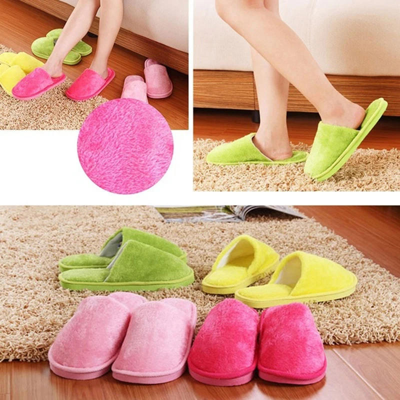 

Women men shoes slippers men warm home plush soft slippers indoor non-slip winter floor bedroom sweet Couple indoor slipper #vk