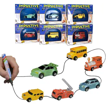 

Magic Pen Inductive Car Truck Follow Any Drawn Black Line Track Mini Toy Engineering Vehicles Educational Toy Random Color