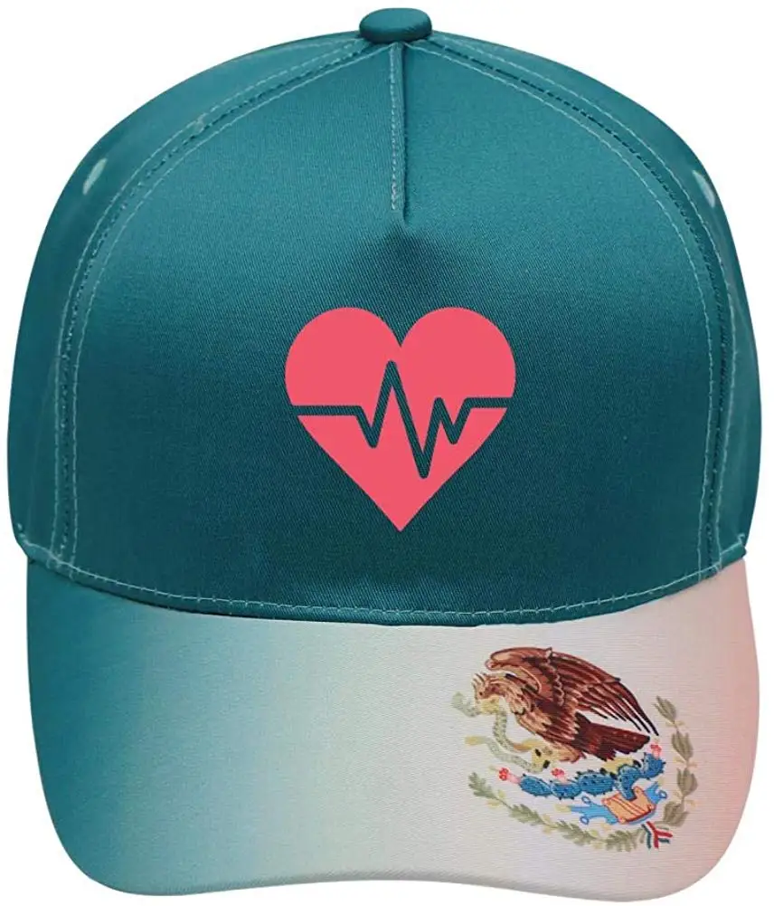 Унисекс сердце бейсболки хлопчатобумажная ткань регулируемые мексиканские элементы открытый шапки зеленый
