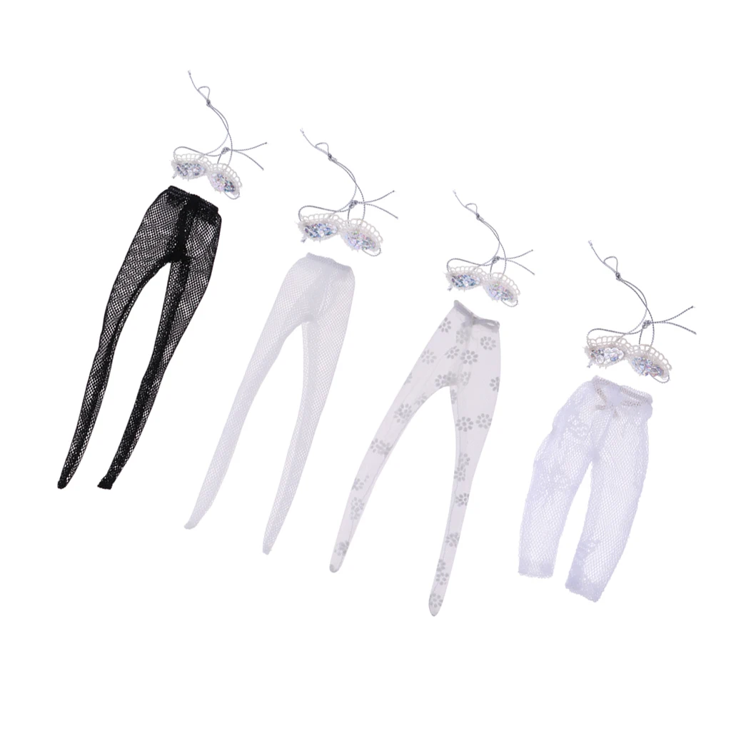 4 Set Doll Garments Sweet Tops & Lace Fishnet Panty-Hose Stocking Shorts For  Dolls Dress Up