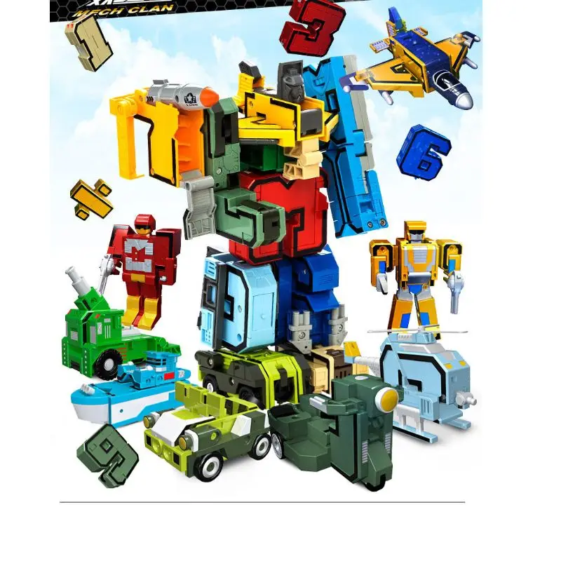 10 шт. крутой номер трансформирующий Робот 3D военные модели автомобилей головоломка пластмассовая головоломка Дети Обучающие игрушки для