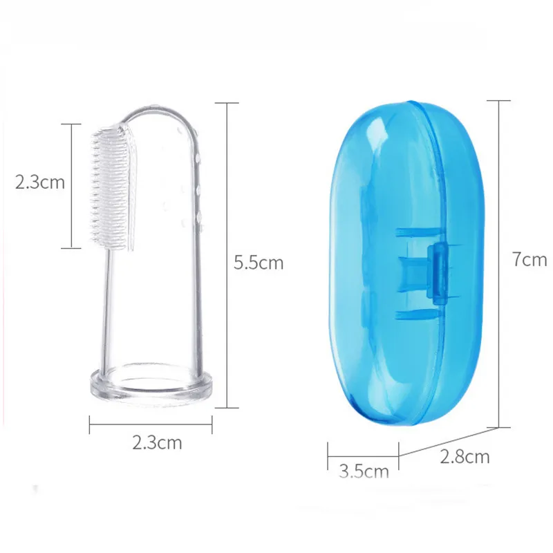 Baby Finger Toothbrush Children Teeth Clear Baby Care Products Soft Silicone Infant Tooth Brush Rubber Cleaning Brush + Box