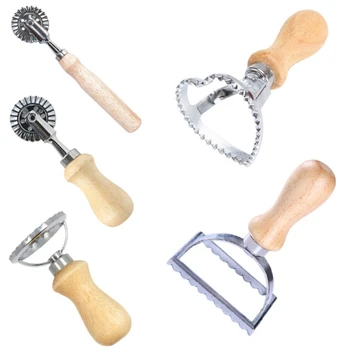 

1PC Stainless Steel Biscuit Cutter DIY Edge Round Heart Shape Mold Cookie Mould with Wooden Handle Baking Tools Pie Cutting