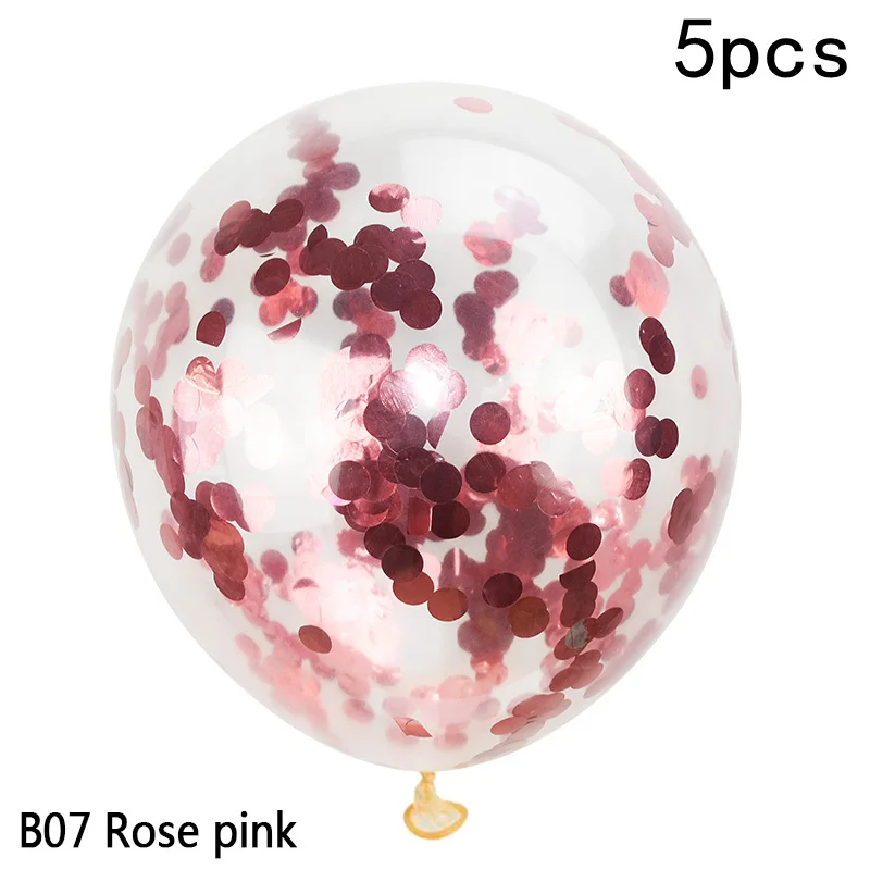 5 шт./лот 12 ''шары с золотыми конфетти Премиум 12 дюймов латексные вечерние воздуха воздушные шары-игрушки для дня рождения шары для свадебной вечеринки украшения - Цвет: rose pink