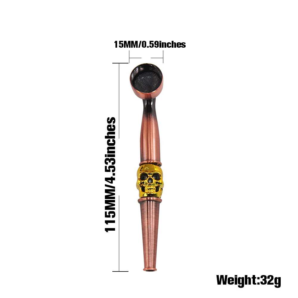 Skull Metal Smoking Pipe Tobacco Pipe mini Smoking Accessories Aluminium Alloy Cigarette Holder Men's Gift