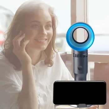 

USB Handhold Cooling Fan USB Rechargeable Leafless Fan for Outdoor Travel Mini 3-Speed Adjustable Air Cooling Fan Cooler