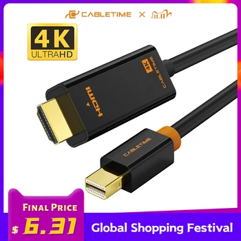 

CABLETIME Mini Displayport to HDMI Cable 4K/HD Thunderbolt 2 Mini Display Port Adapter Cord For MacBook Air Mini DP to HDMI C054