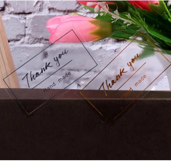 

120pcs 30mm Retangle Thank you/Handmade Clear Transparent PVC Sticker, Different styles Wedding Sticker Labels Tag custom extra