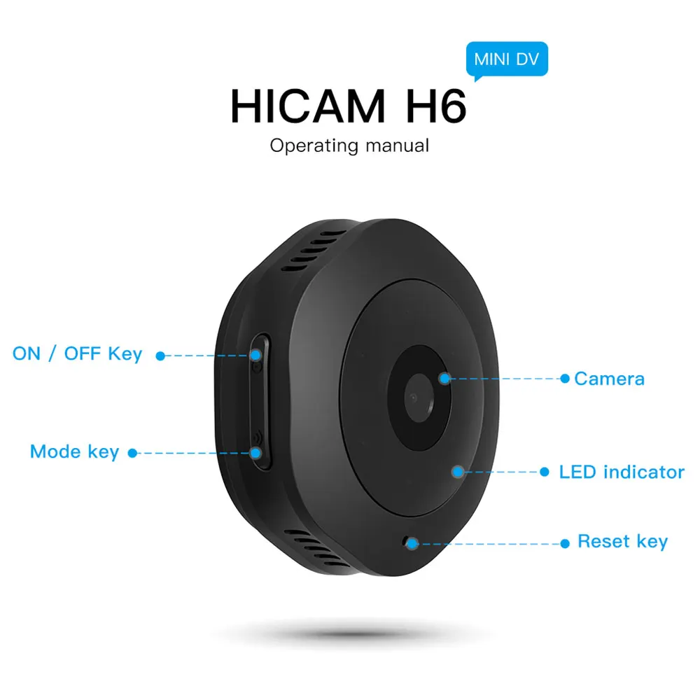 H6 wifi микро камера 720P HD, автоматический мини-камера ночного видения Автоматическая Инфракрасная видеокамера ночного видения