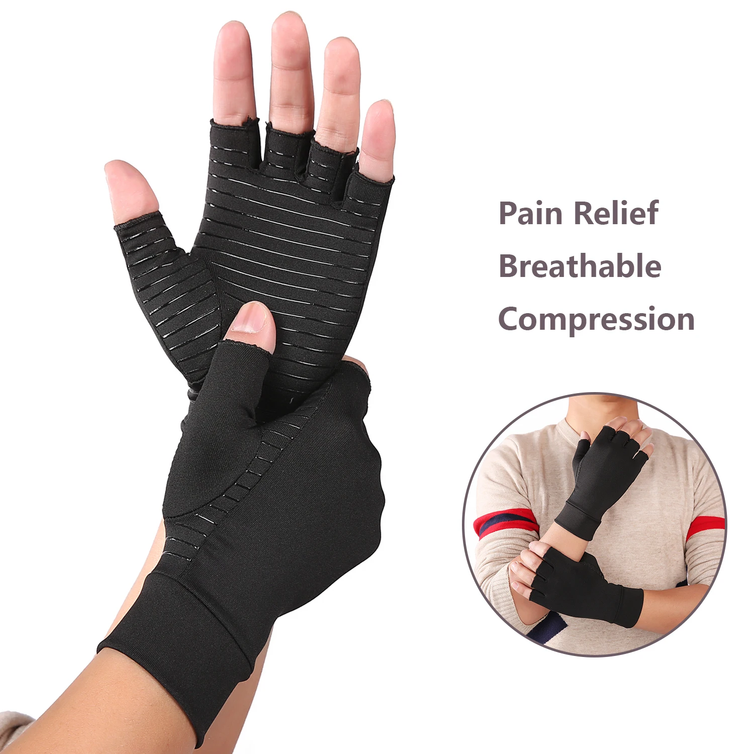 Fingerless Women Gloves Men Arthritis Gloves Cotton Therapy Compression