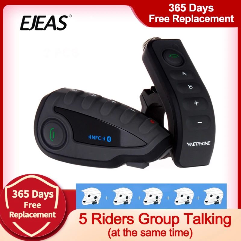 V8 1200M Bluetooth Motorrad Helm Sprech Headset NFC