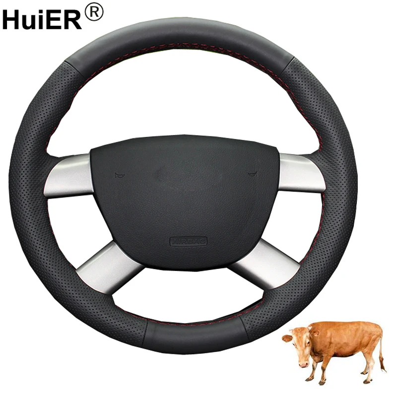 

Hand Sewing Car Steering Wheel Cover Volant Top Cow Leather For Ford Kuga 2008 2009 2010 2011 Focus 2 2005-2011 C-MAX 2007-2010