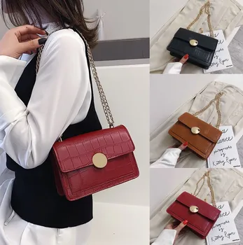 

Ladies Stone Simple Shoulder Messenger Bag Chain Handbag Fashion Simple Pouch Модные Женские Сумки Через Плечо 2020 @30