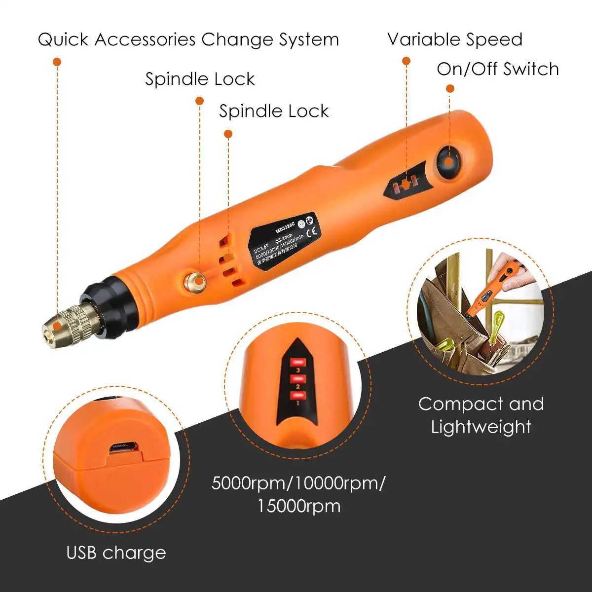 34 шт. мини USB силовые дрели электрическая шлифовальная машина многофункциональный роторный инструмент 3 переменные скорости для полировки ГРАВИРОВКА СВЕРЛЕНИЕ