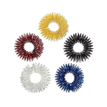 

5pcs Acupressure Massage Rings Hand Massage Tool Body Finger Massage Roller (Gold/Silver/Black/Blue/Red)
