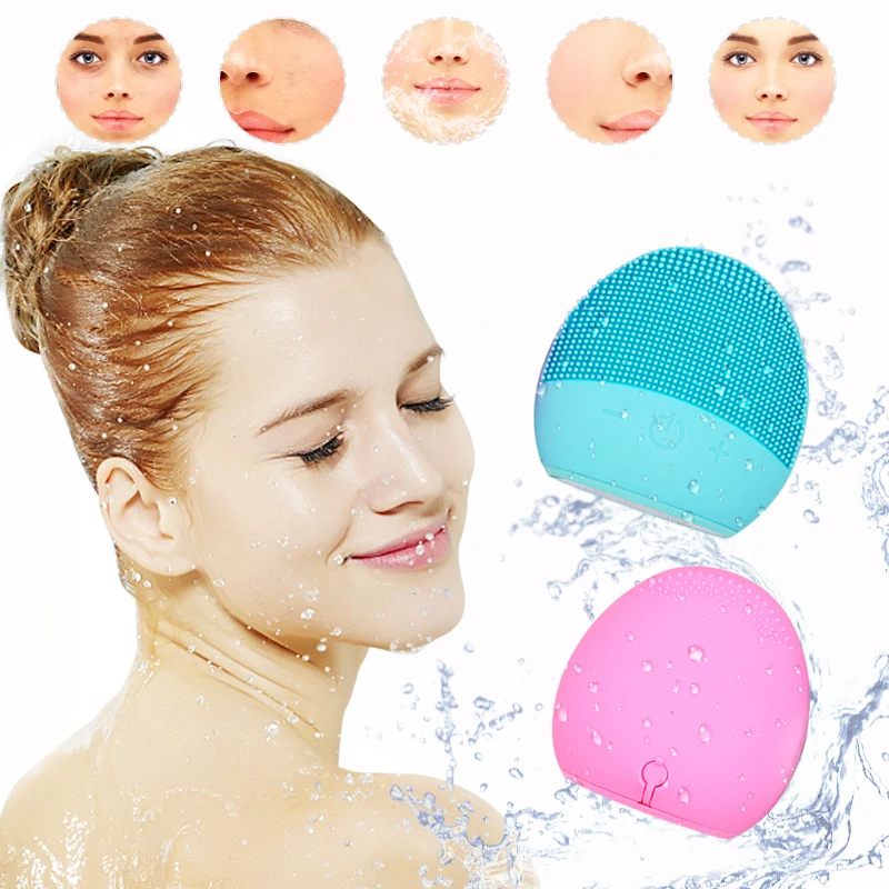

Mini Face Cleaner Silicone Deep Pore Cleaning high frequency electric Waterproof Massage Mini facial cleansing brush