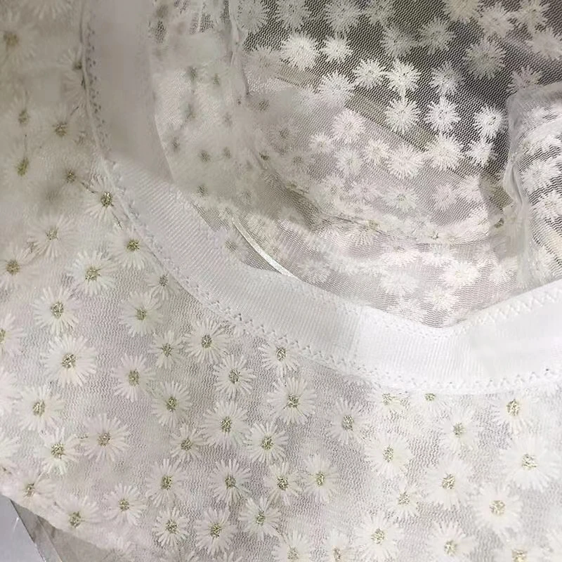 Sun hat women spring and summer daisy embroidery lace breathable fisherman bucket