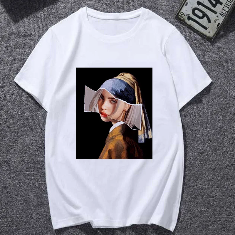 New Summer Tshirt Spoof Mona Lisa Fun Fashion Print T-shirt Personality Harajuku Funny Casual Thin Section T Shirt Women Clothes
