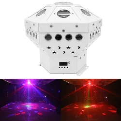 Projetor a laser led som ativado padrão de luz dança discoteca luz estroboscópica dj led iluminação palco para o natal feriado festa barra