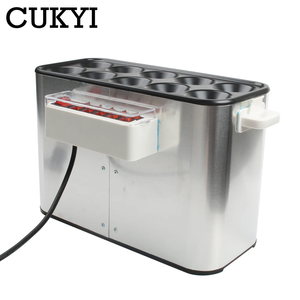 CUKYI 10 Tubes Commercial Eggs Sausage Machine 220V Automatic Breakfast Hot Dog Maker Egg Roll Baking Machine Omelette Master 3