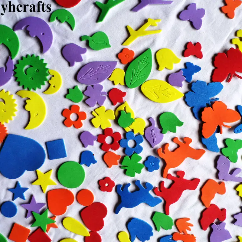 1 пакетов/лот, 0-9 цифр, блестящая пенопластовая наклейка, математические игрушки, самообучение, обучение, детский сад, рукоделие, Игрушки для раннего обучения - Цвет: 110PCS mix shape