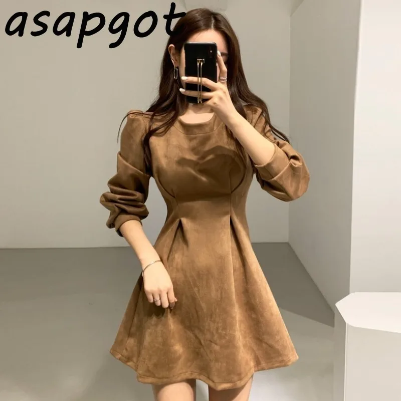 Мини-платье Asapgot женское в Корейском стиле элегансветильник кое приталенное